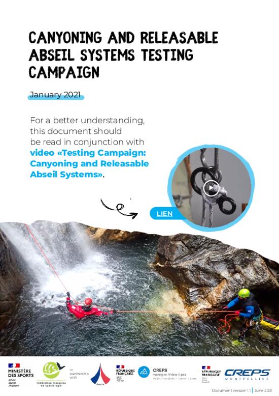 Canyoning and releasable abseil systems testing campaign